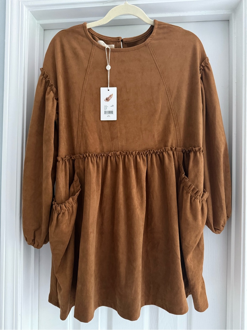 Chelsea & Violet Brown Suede-Look Peplum Tunic